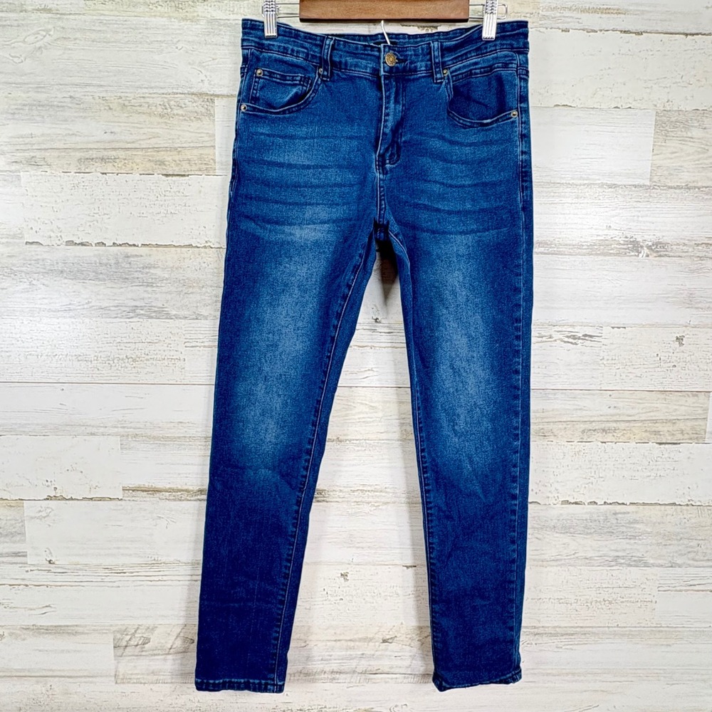 Blu Rock Denim Mens Dark Wash‎ Slim Fit Jeans Casual Everyday Fashion 31x29